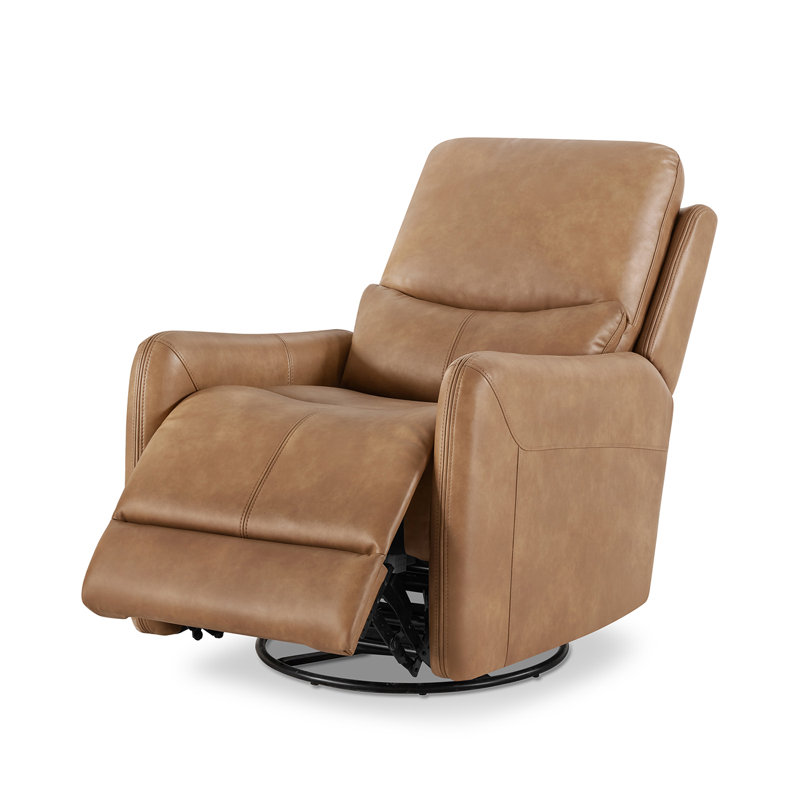 Akron 30" Swivel Power Recliner Arm Chair, Brown Faux Leather