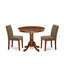 L'ensemble de 3 tables de salle à manger modernes comprend une table de cuisine ronde avec piédestal et 2 chaises de salle à manger Parson en tissu de lin, acajou-1243050145-1326178730-1243050144