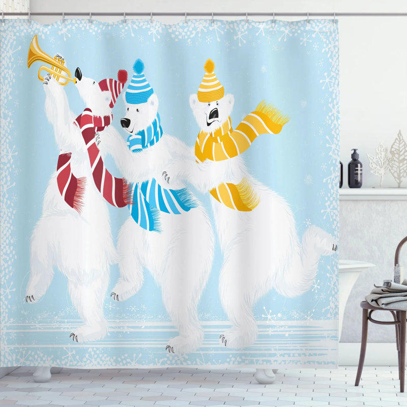 Ensemble de rideau de douche ours et crochets, H 70 po x l 69 po