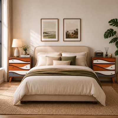 31.5'' W 3-drawer Dresser, Mid-century Modern Accent Chest With Wave-front Design