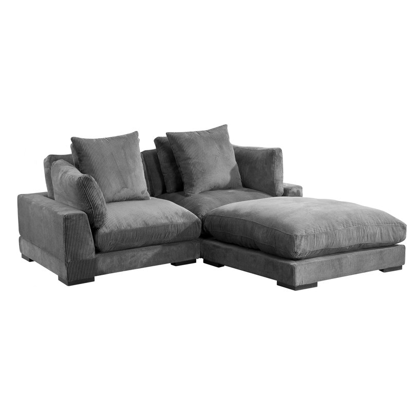 Canapé modulaire réversible avec repose-pieds Saegan, Gris