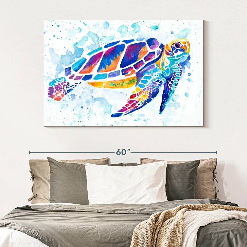 Brampt Vibrant Sea Turtle, 34" H x 51" W