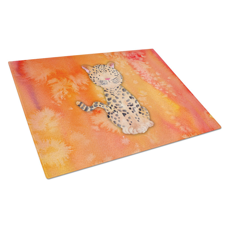 Caroline's Treasures Tempered Glass Leopard Watercolor Cutting Board