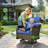 5 - Person Wicker Outdoor Conversation Set, Patio Sofa & Swivel Chair Set with Fire Pit and Cushions-1395618205