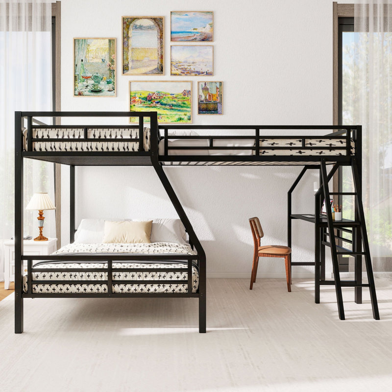 Metal Loft Bed Attached, With A Desk