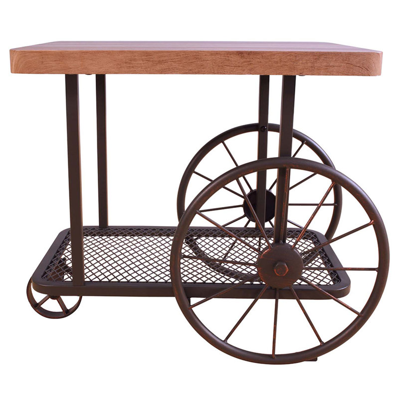 Table de bout Francie, finition chêne et gris antique