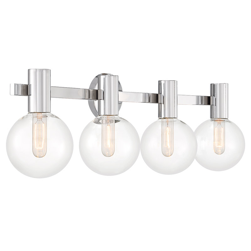 Ryenne 4-Light Vanity Light in Chrome, 10" H x 34" W x 34" D, Chrome, 4 Lights