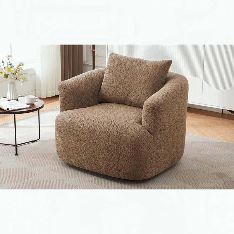 Fauteuil demi-tonneau pivotant à 360 ° - Coussin décoratif - Brun foncé, Marron foncé