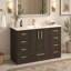 Meuble-lavabo de 48 po brun foncé. Armoire de rangement abondante - 2 portes à fermeture douce et 9 tiroirs