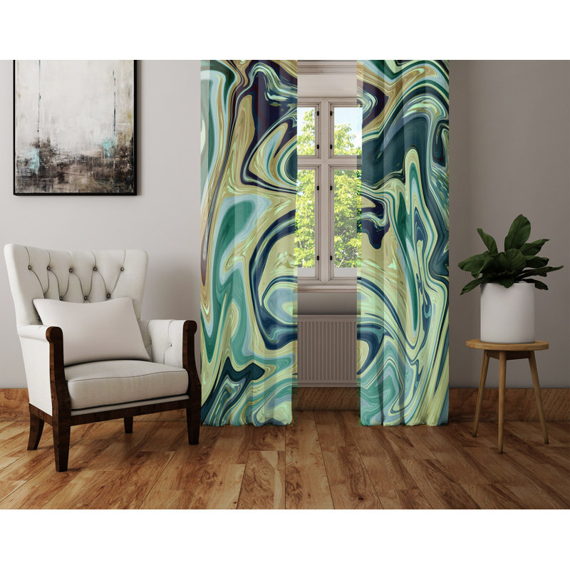 Panneaux de rideaux semi-transparents abstraits, L 40 po x L 61 po