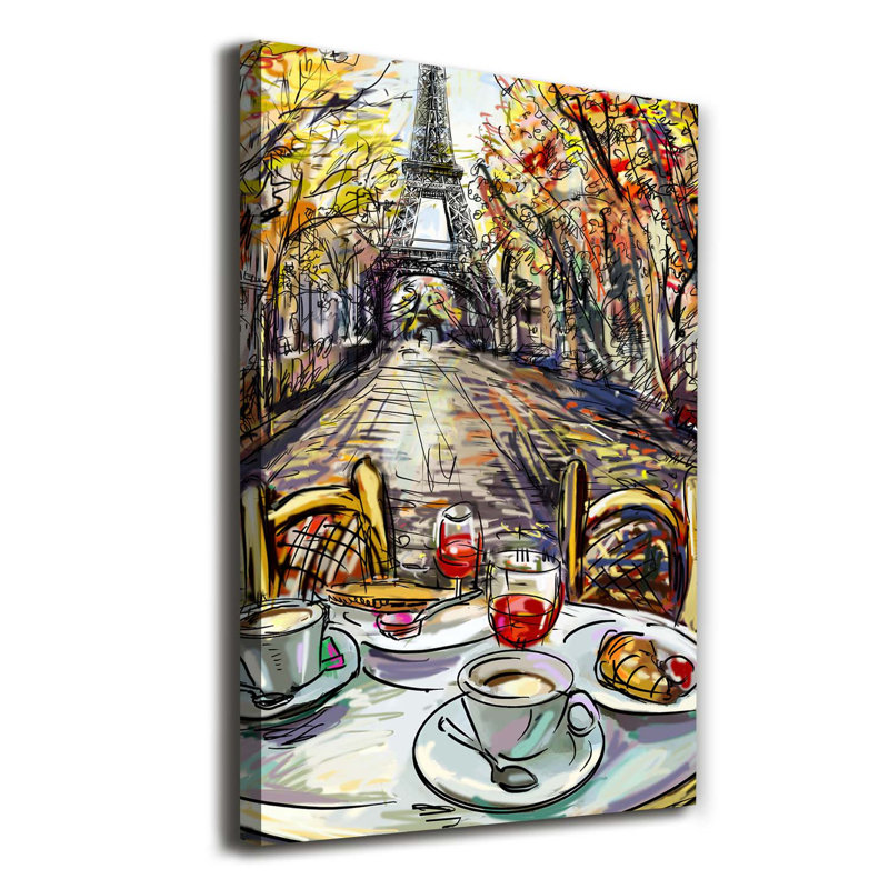 Breakfast In Paris - Wrapped Canvas Print