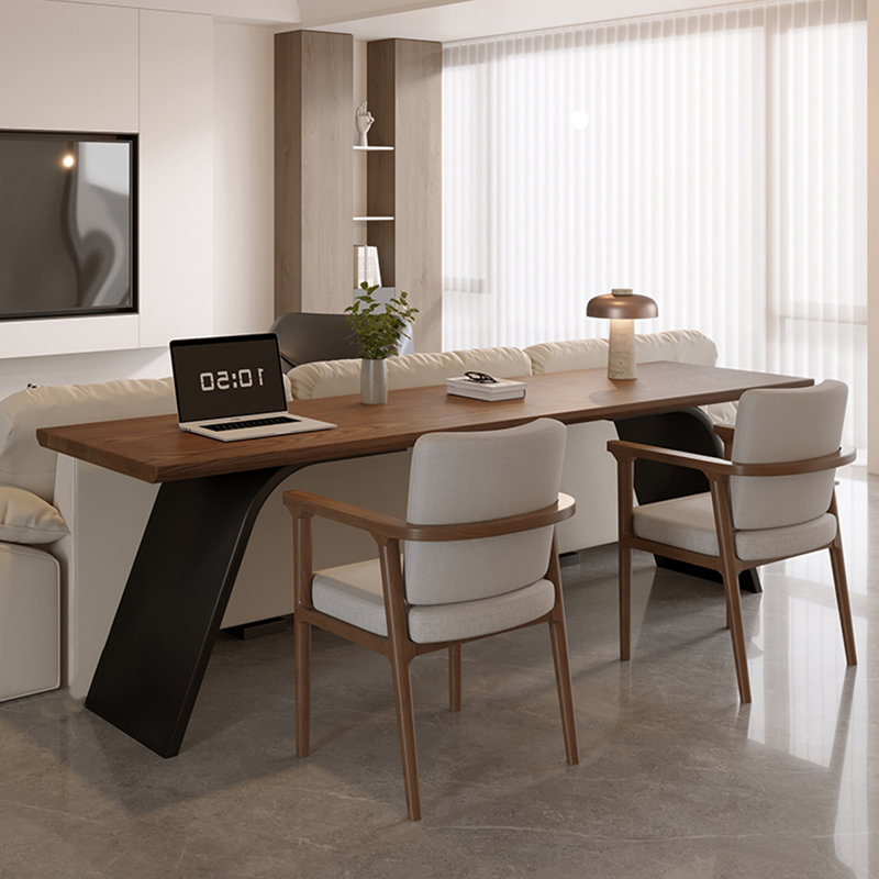 Brown Rectangular Solid Wood desk, 29.53" H x 62.99" W x 23.62" D