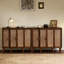 Armoire de rangement décorative 4 portes avec tablettes réglables, portes à panneau cannelé, style Mid-Century moderne
