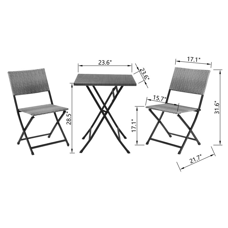 Ensemble bistro extérieur L 23,6 po Abbiegayle, Gris