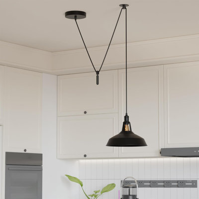 Barn Pendant Light, 2M Adjustable Wire with E26 Lamp Base, Vintage Industrial Hanging Ceiling Fixture, Metal Barn Shade Lighting for Kitchen Island, Dining Room, Bar & Café