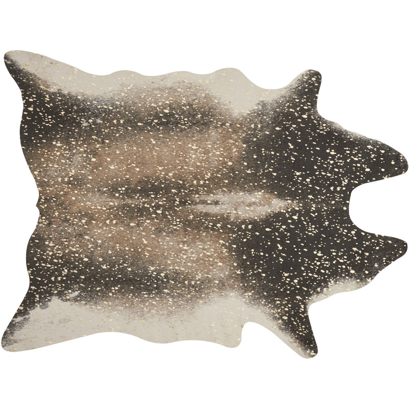 Tapis mauve / doré à imprimé animal Duran, Rectangle 5 pi x 6 pi 6 po