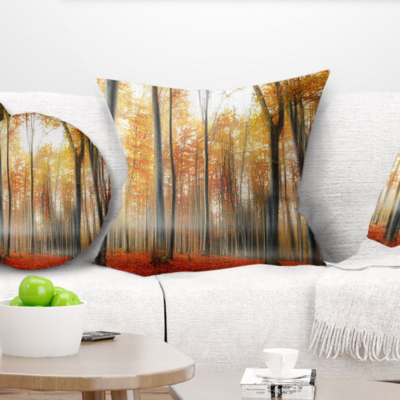 Coussin Leaves in Fall Landscape, 16 po x 1 po, Coussin décoratif