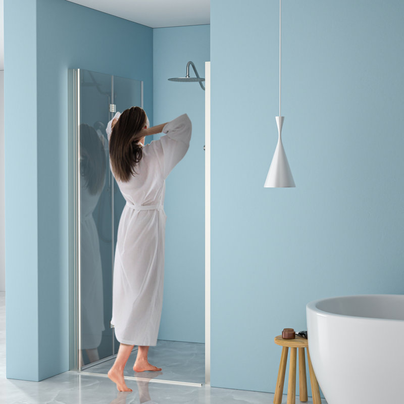 30"W X 72"H Foldable Shower Door, Brushed Nickel - Components, Maximizes Bathroom Utility Fold Door With Tempered Glass, Flexible Installation, Long-Term Usefulness