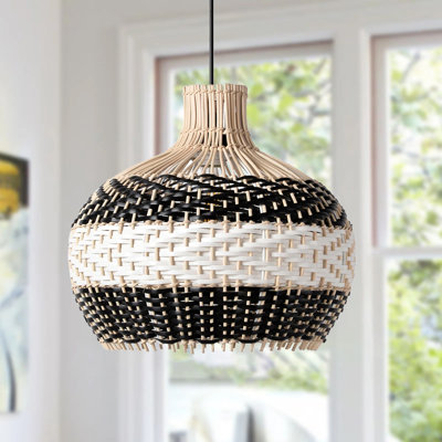 Luminaire suspendu en forme de dôme noir à 1 lumière Stepan