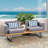 Natural+grey Outdoor 2-seater Sofa - Acacia Wood Frame, Metal Legs & Dark Gray Water-resistant Cushions