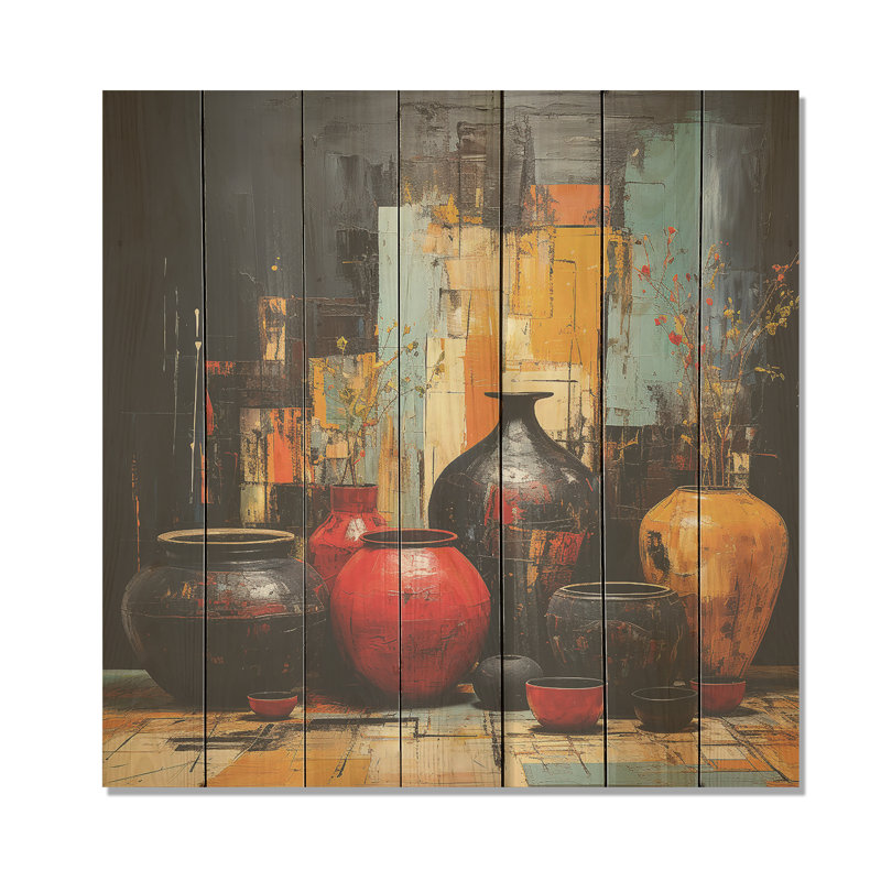 Élégance de poterie florale jaune Boho jaune III - animal toucan sur bois, H 15 po x l 15 po