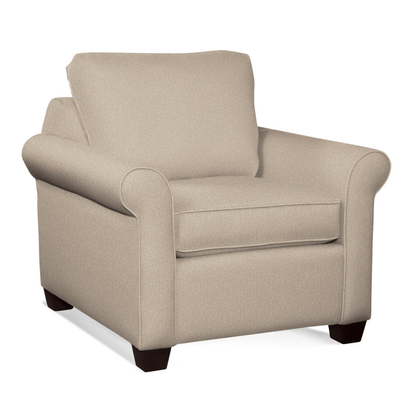 Park Lane Upholstered Armchair, Java Finish, Navy Crypton Performance; 0822-61