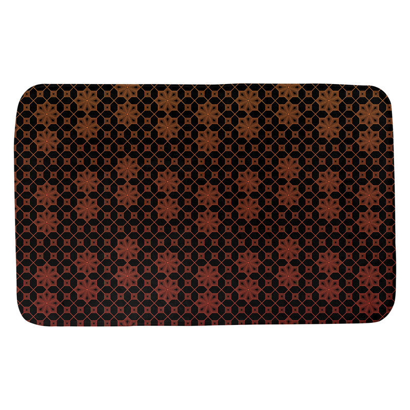Tapis de bain en treillis Leffel, l 21 po x L 34 po, Orange / Rouge