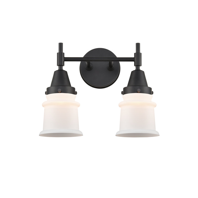 Éclairage pour meuble-lavabo à 2 lumières à intensité variable Gayle, Noir mat, Ampoule DEL rétro 4 watts, Blanc mat