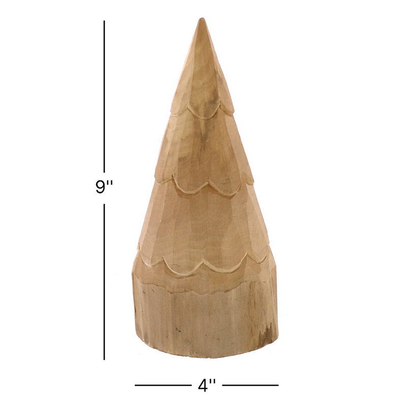 Carved Wood Primitive Tree, 9" H x 4" W x 4" D