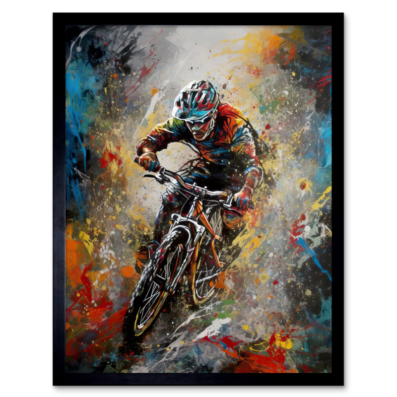 Harriston Mountain Biker Splat Action Shot Portrait - Single Picture Frame Print
