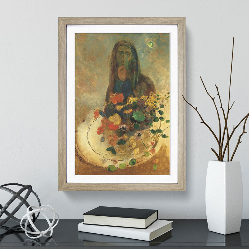 Mystery by Odilon Redon - Picture Frame Painting, Oak Framed, 36cm H x 27cm W x 2cm D