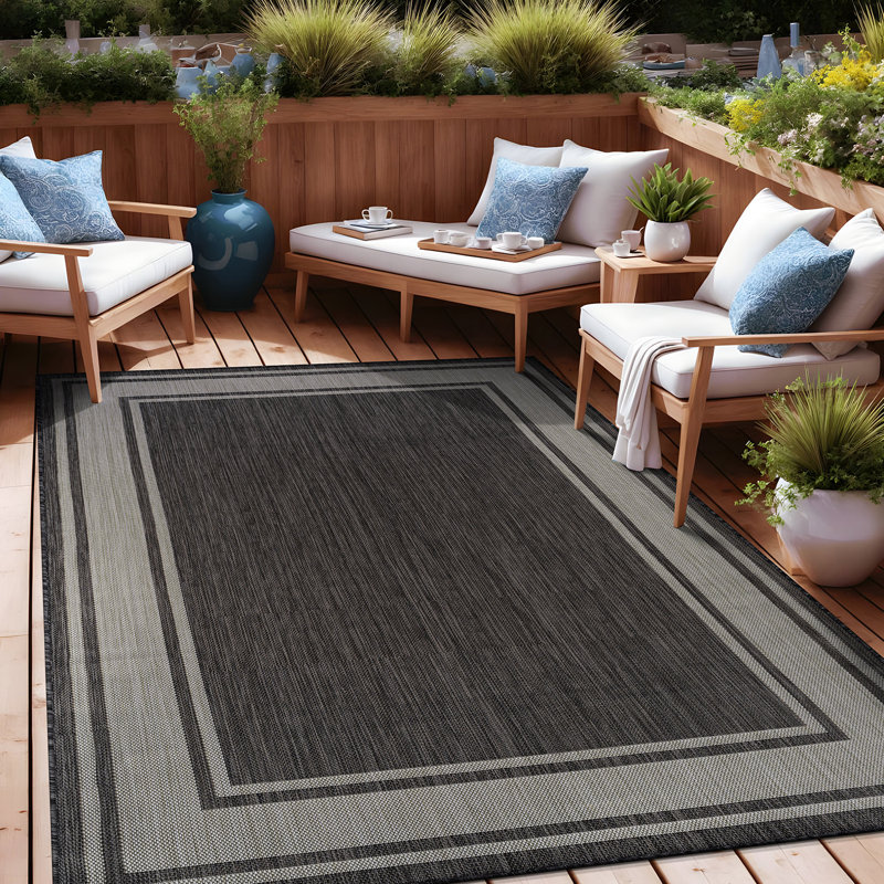 Tapis intérieur / extérieur gris Waikiki, Rectangle 6 pi x 9 pi