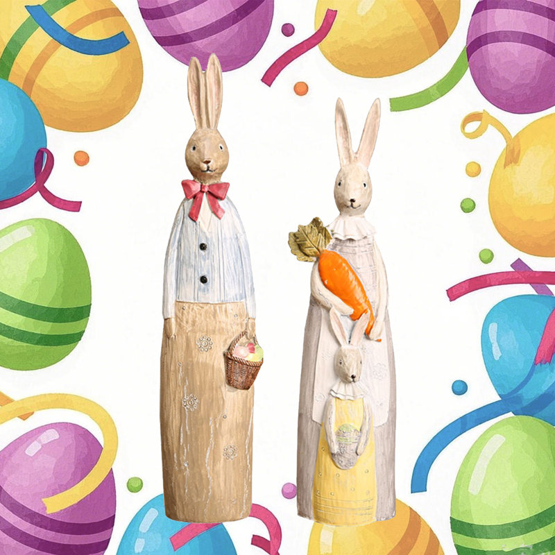 2 Packs Easter Bunny Decorations, White Resin Easter Rabbit Decor, Spring Bunny Figurine Home Decor
