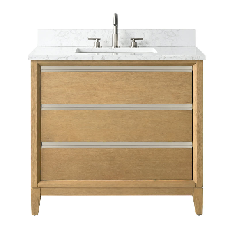 30 Single Bathroom Vanity with Top, Natural Oak, 36"