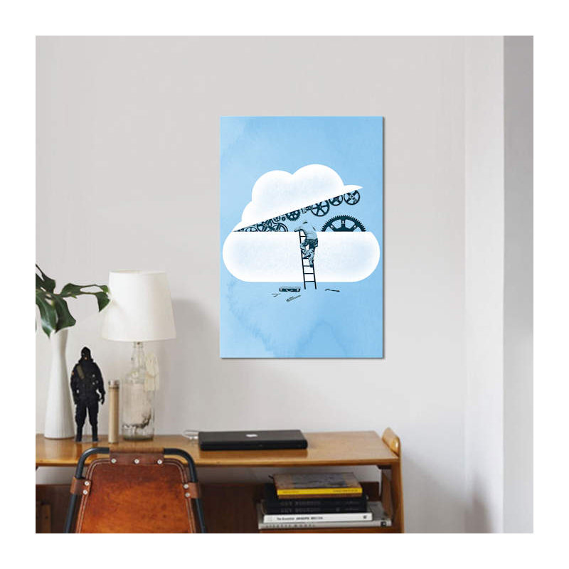 « tune up », reproduction d’impression sur toile, H 26 po x l 18 po x P 1,5 po, Toile encadrée noire, Pas de tapis