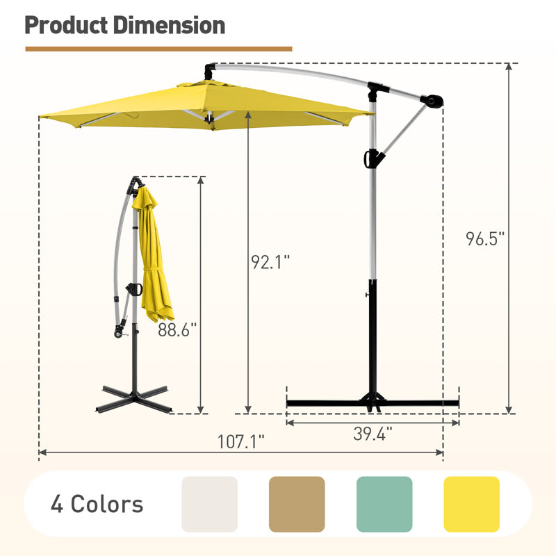 Parasol de patio extérieur 9 ', Jaune