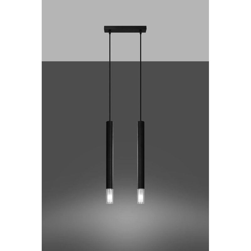 Jene 2 - Light Kitchen Island;Cylinder;Cluster Pendant, Black