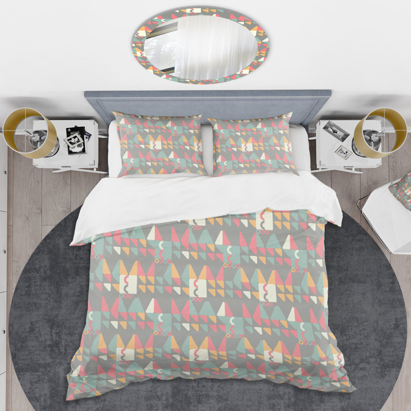 Retro Art Deco - Mid century bedding set - Modern Mid-century Bed cover set, Full/Queen Duvet Cover + 2 Shams