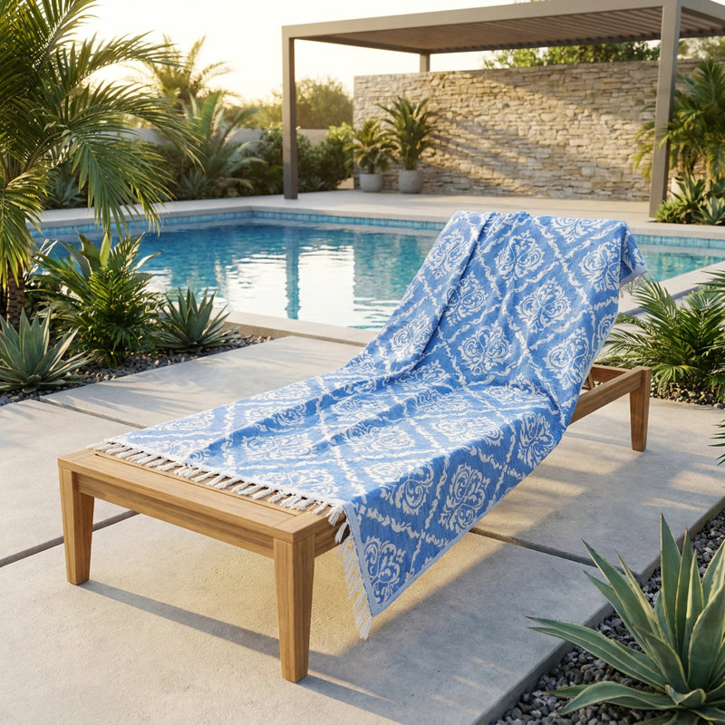 Damask Patterned 100% Cotton Fouta Beach Towel