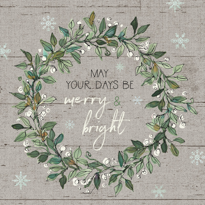 Holiday On The Farm IX - Merry And Bright by Anne Tavoletti - Wrapped Canvas Painting, 30cm H x 30cm W