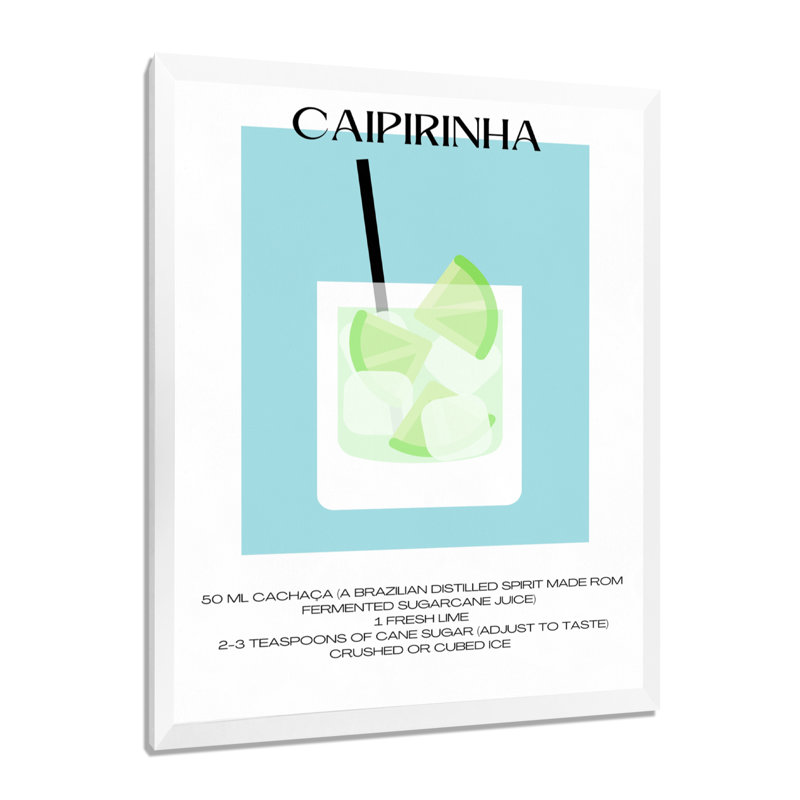Caipirinha, cocktail brésilien - Art mural cocktails, Cadre photo blanc, H 40 po x l 30 po