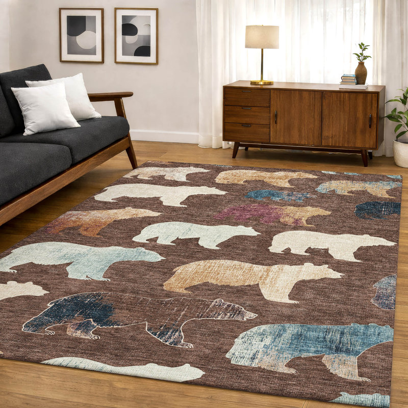 Premium Machine Washable Mayfield AMF2338 Lodge Rug, 10' x 14', Chocolate