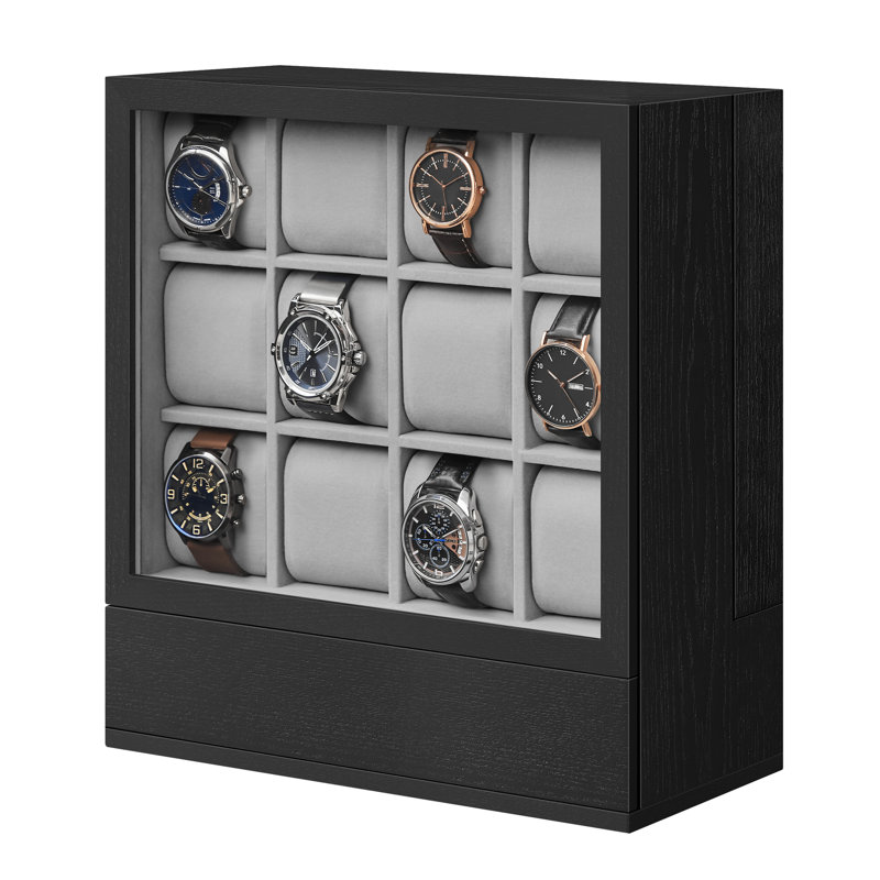 Manufactured Wood Watch Box +, Black