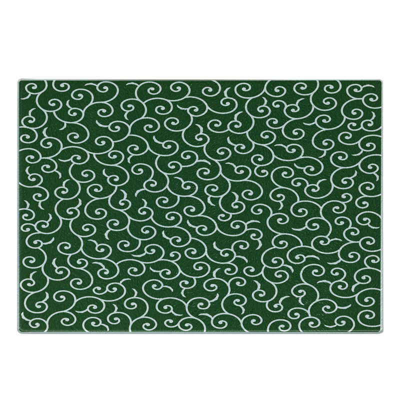 Planche à découper Ambesonne en verre trempé vert à motif japonais blanc émeraude