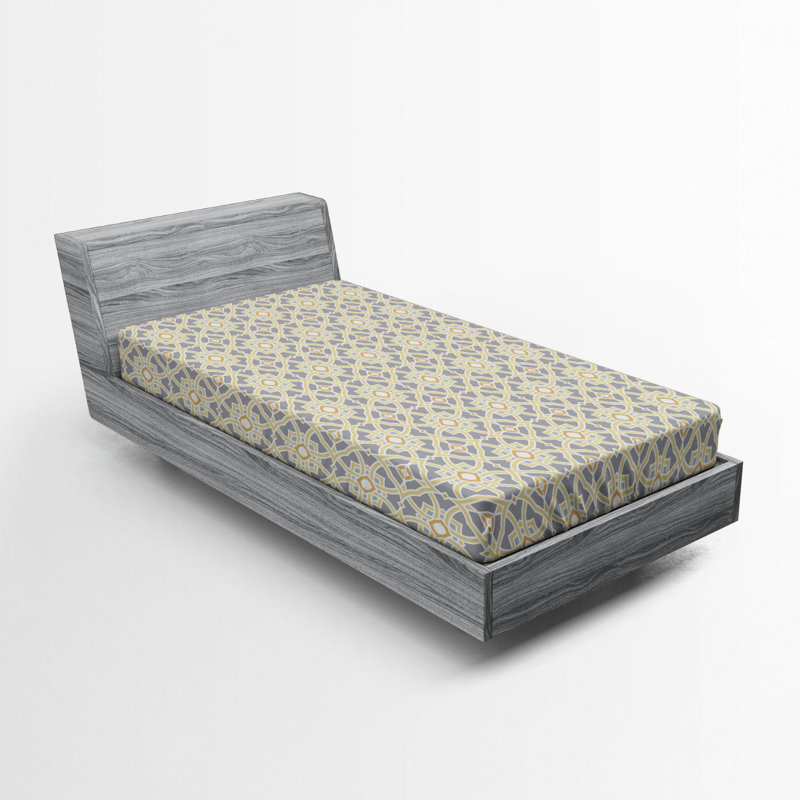 Microfiber Geometric Fitted Sheet, Twin Fitted Sheet