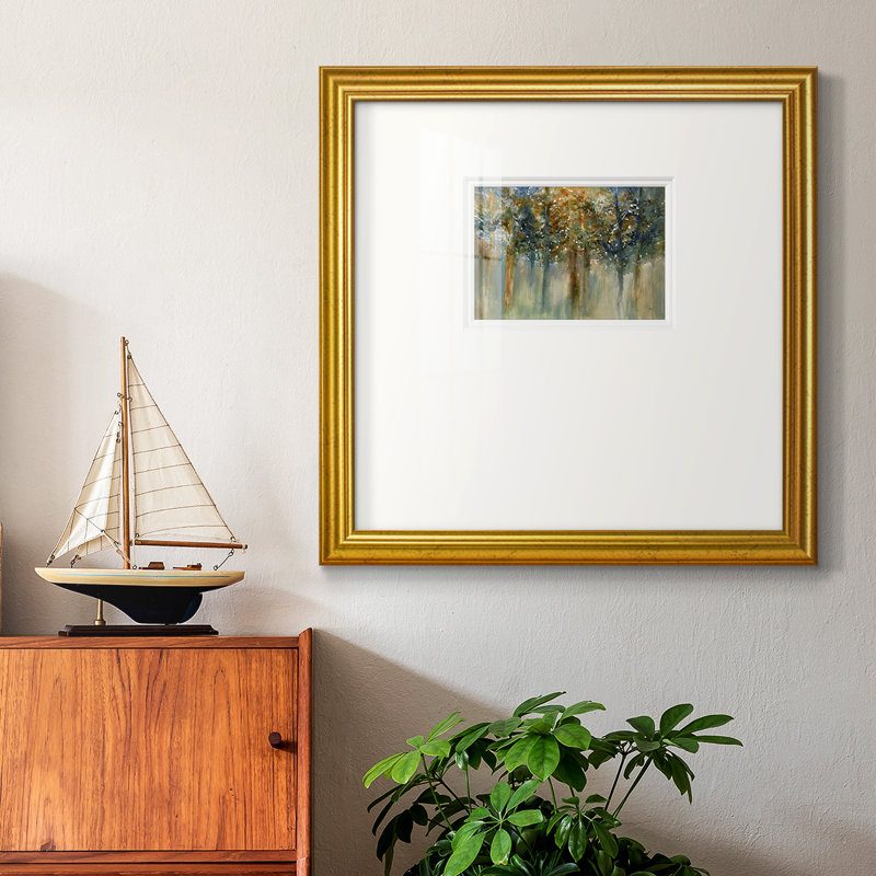 «Rustic Leaves II», reproduction encadrée de qualité supérieure, L 21 po x H 21 po , Gold Framed Paper