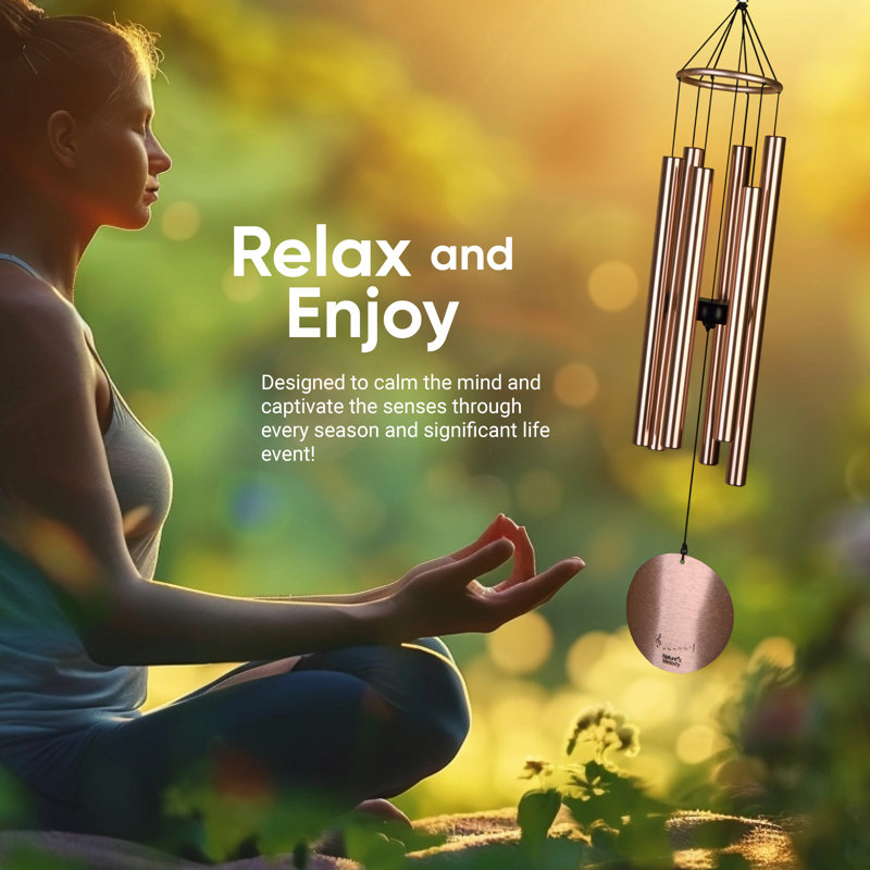Carillons extérieurs 6 tubes Nature's Melody, H 28 po x l 4,5 po x P 4,5 po, Or rose
