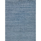 Rectangle Plush Solid Color Hand-Knotted Wool Area Rug in Gray