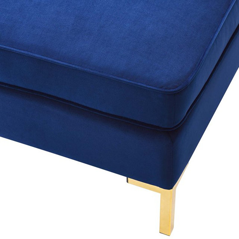 Ardent Performance Velvet Ottoman, Navy Velvet