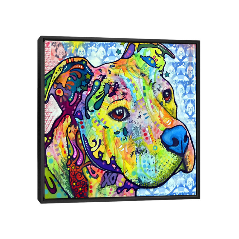 «Thoughtful Pit Bull This Years I», impression sur toile tendue, H 18 po x l 18 po x P 1,5 po, Toile avec cadre noir